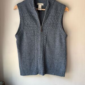 Vintage Orvis men’s sweater vest size medium lambswool blue zip up chunky cable